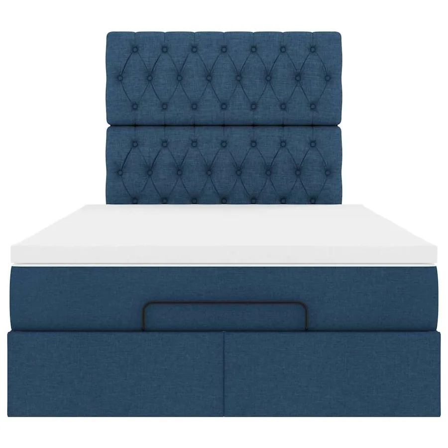 Cadre de lit ottoman avec matelas bleu 120x200 cm tissu - 8