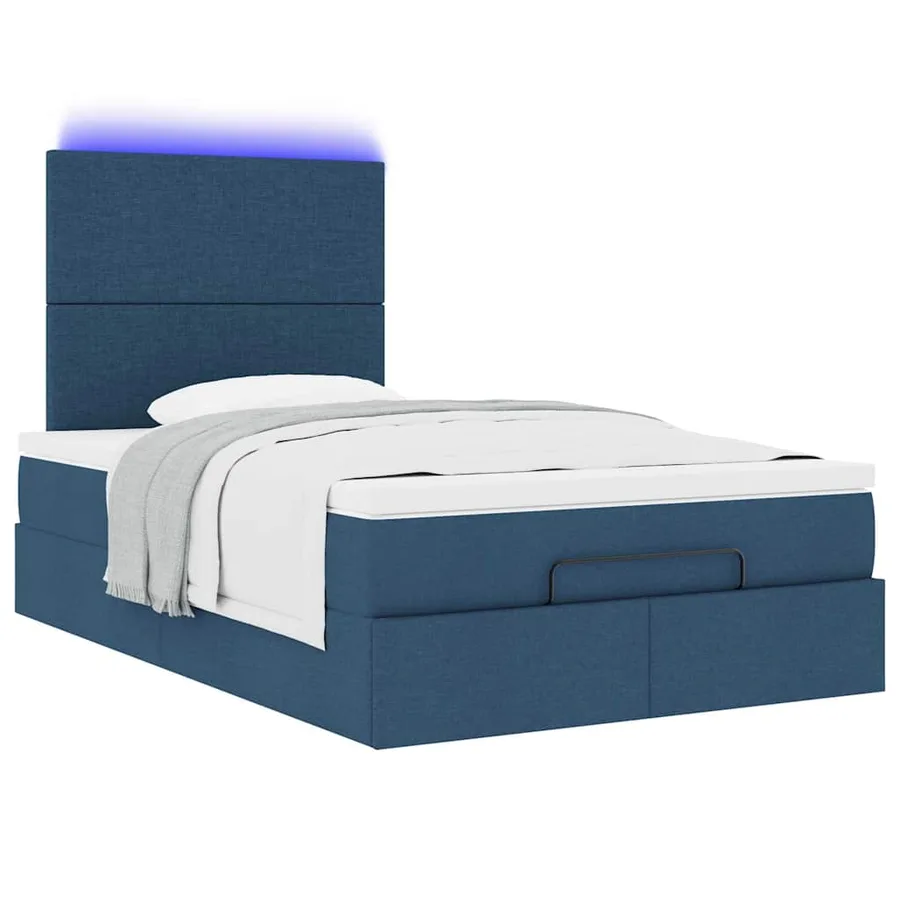 Cadre de lit ottoman avec matelas bleu 120x200 cm tissu - 6