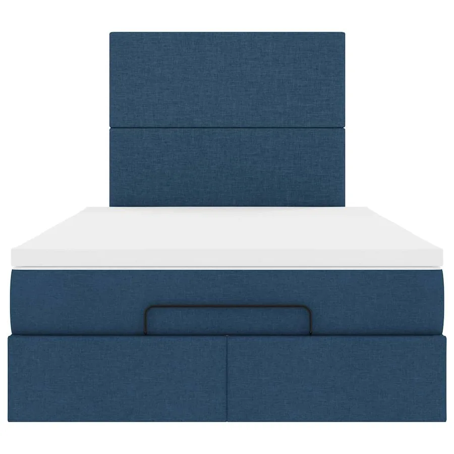 Cadre de lit ottoman avec matelas bleu 120x200 cm tissu - 8
