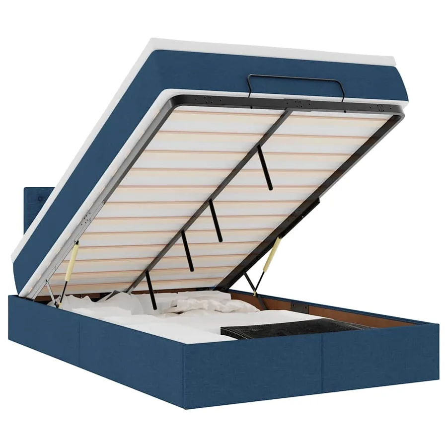 Lit ottoman avec matelas et LED Bleu 120x200 cm Tissu - 2