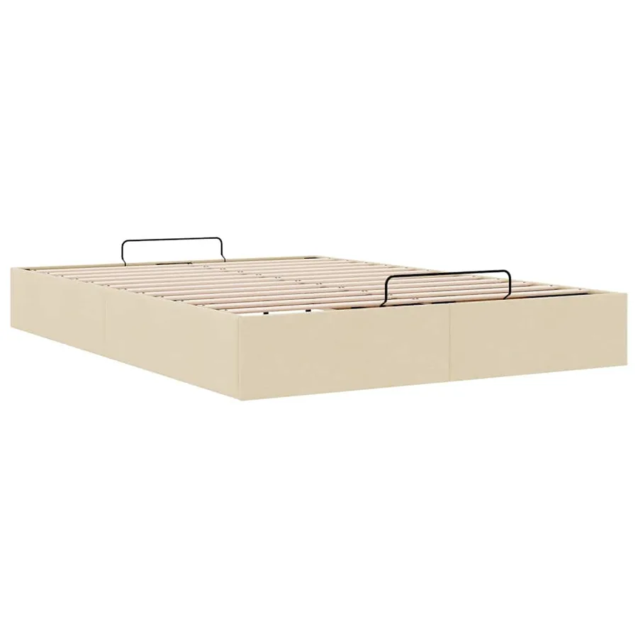 Cadre de lit ottoman sans matelas crème 140x190 cm tissu - 6
