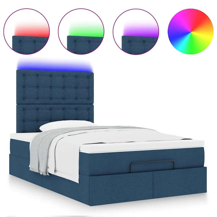 Cadre de lit ottoman avec matelas bleu 120x200 cm tissu - 5