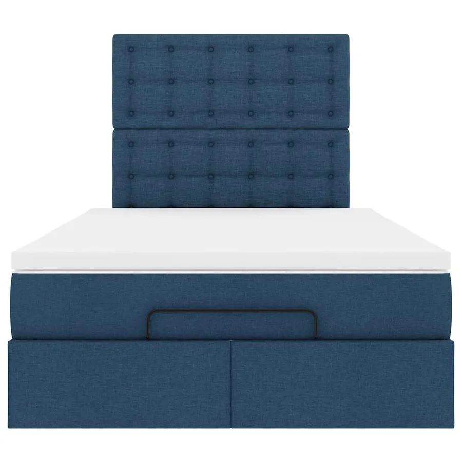 Cadre de lit ottoman avec matelas bleu 120x200 cm tissu - 8