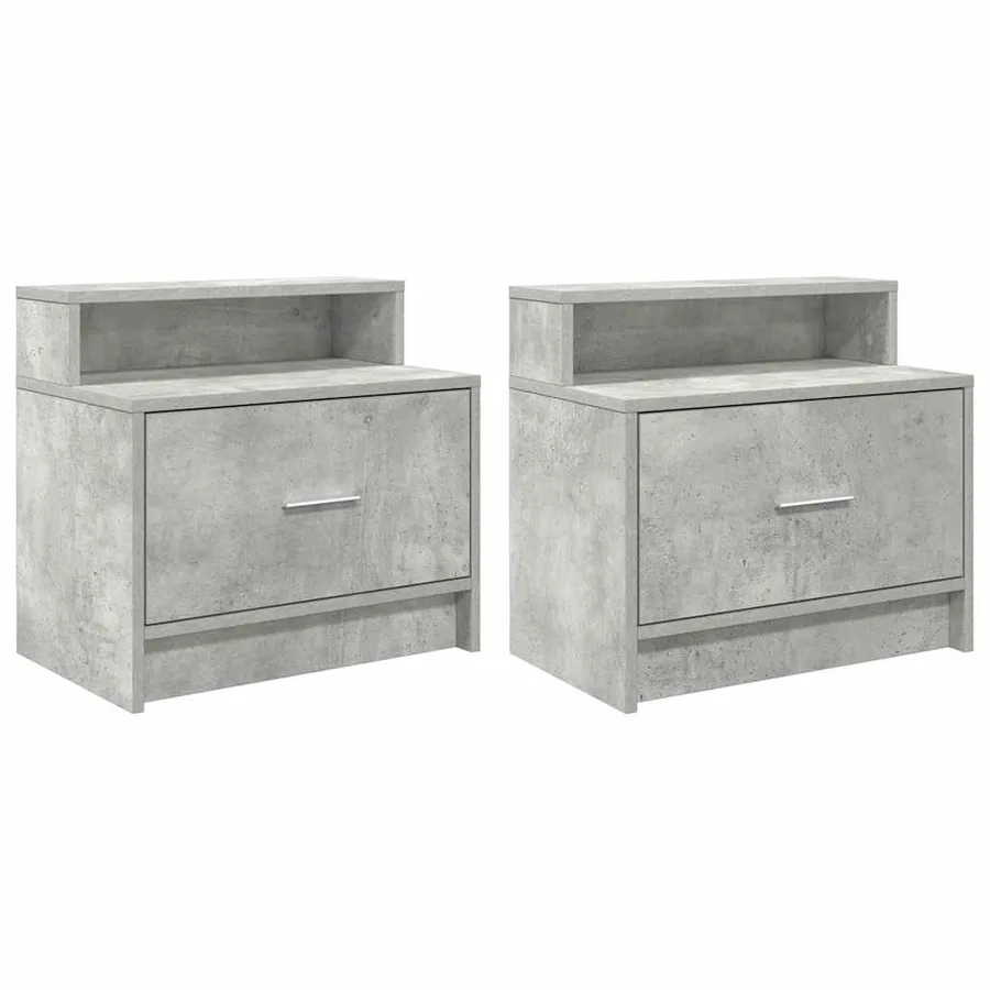 Tables de chevet avec tiroir 2 pcs gris béton 51x31x47 cm - 2
