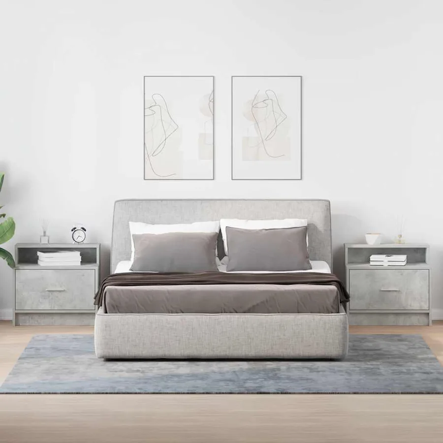 Tables de chevet avec tiroir 2 pcs gris béton 51x31x47 cm - 3