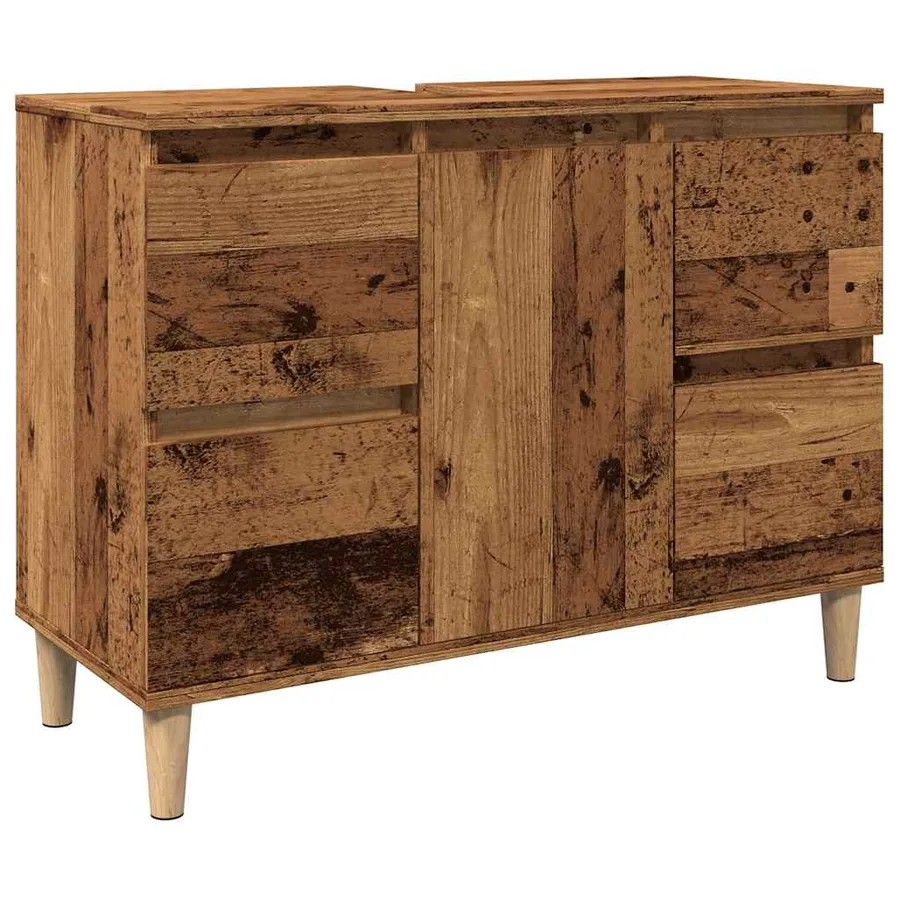 Armoire d'évier vieux bois 80x33x60 cm bois d'ingénierie - 2