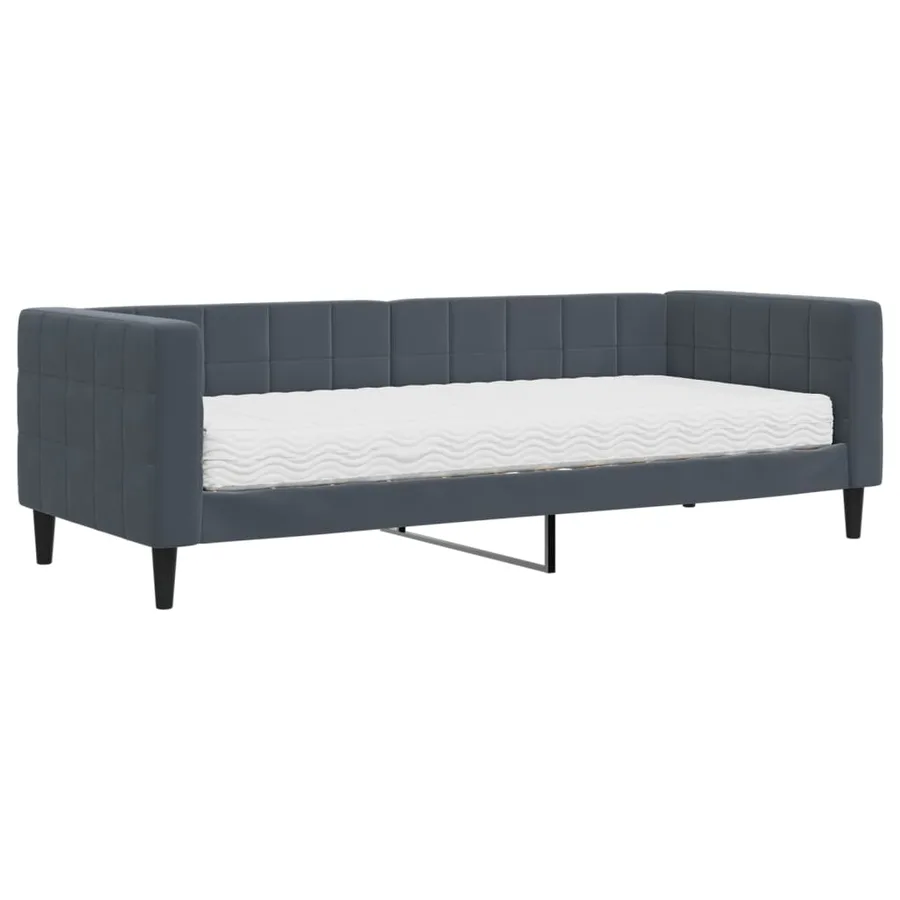 Lit de jour avec matelas gris foncé 80x200 cm velours - 2
