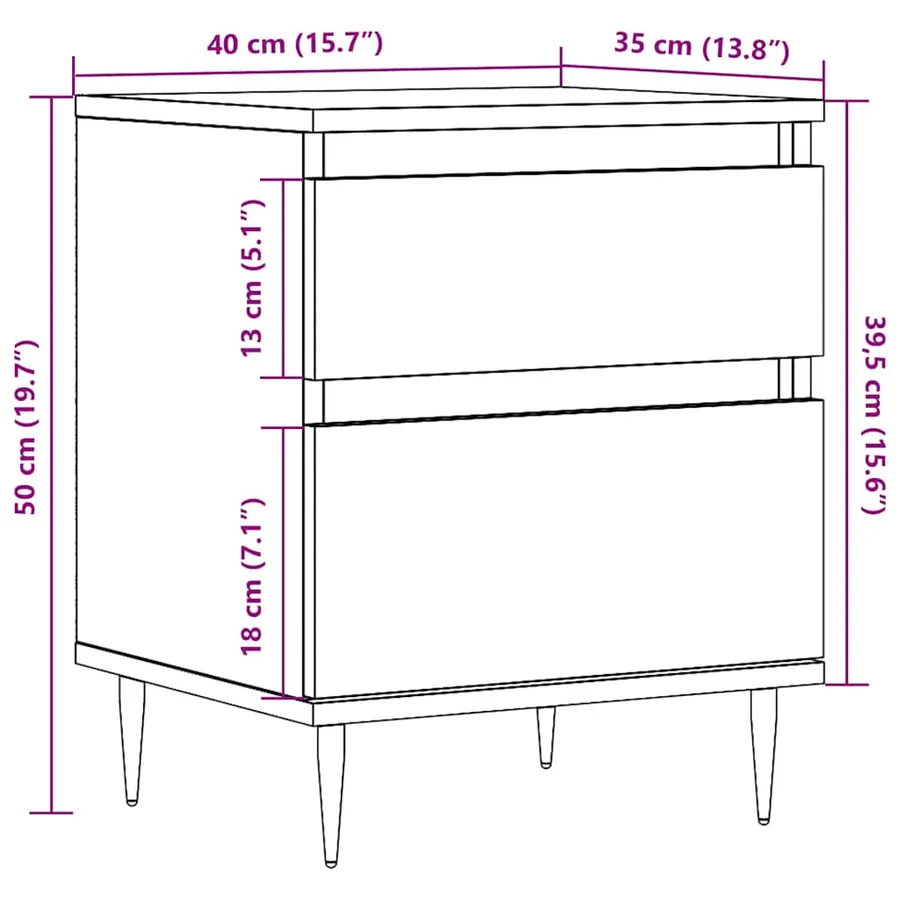Tables de chevet 2 pcs chêne artisanal 40x35x50 cm - 13
