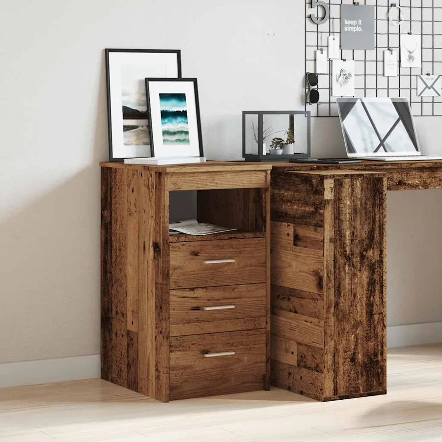 Armoire à tiroirs vieux bois 40x50x76 cm bois d'ingénierie - 3