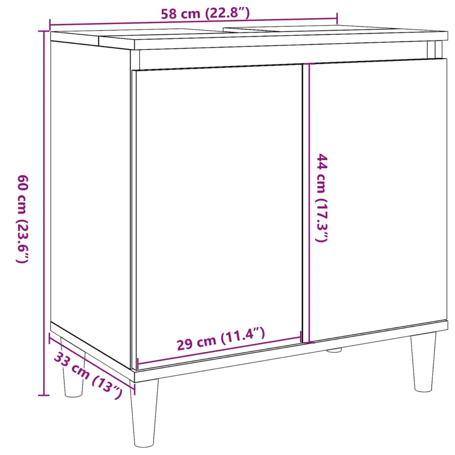 Meuble de lavabo gris béton 58x33x60 cm bois d'ingénierie - 10