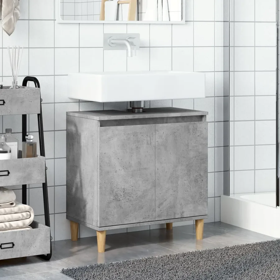 Meuble de lavabo gris béton 58x33x60 cm bois d'ingénierie - 3