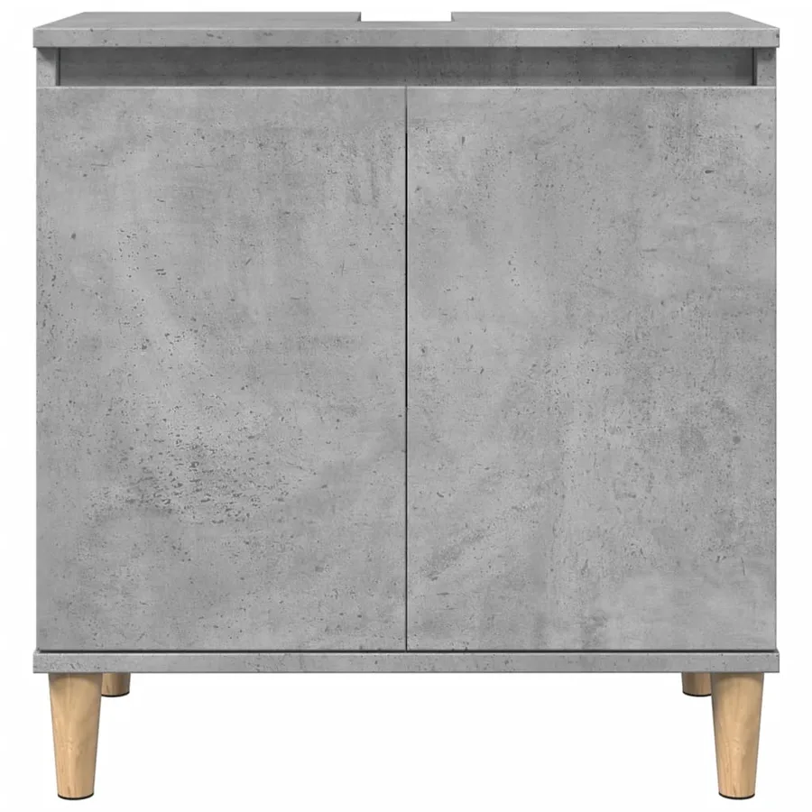 Meuble de lavabo gris béton 58x33x60 cm bois d'ingénierie - 4