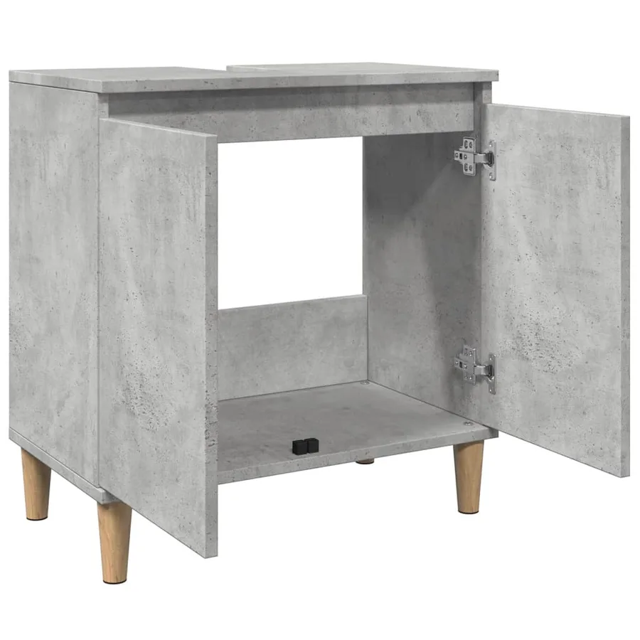 Meuble de lavabo gris béton 58x33x60 cm bois d'ingénierie - 5