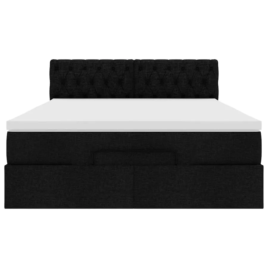 Lit ottoman avec matelas noir 140x190 cm tissu - 7