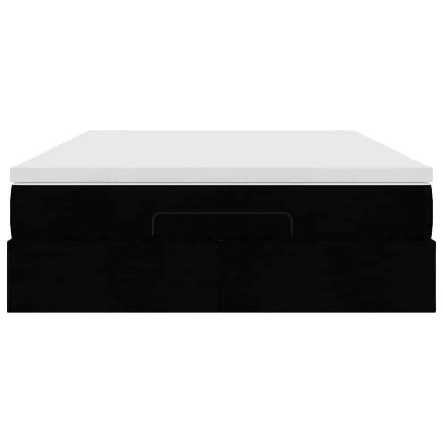 Cadre de lit ottoman avec matelas noir 140x190 cm tissu - 7