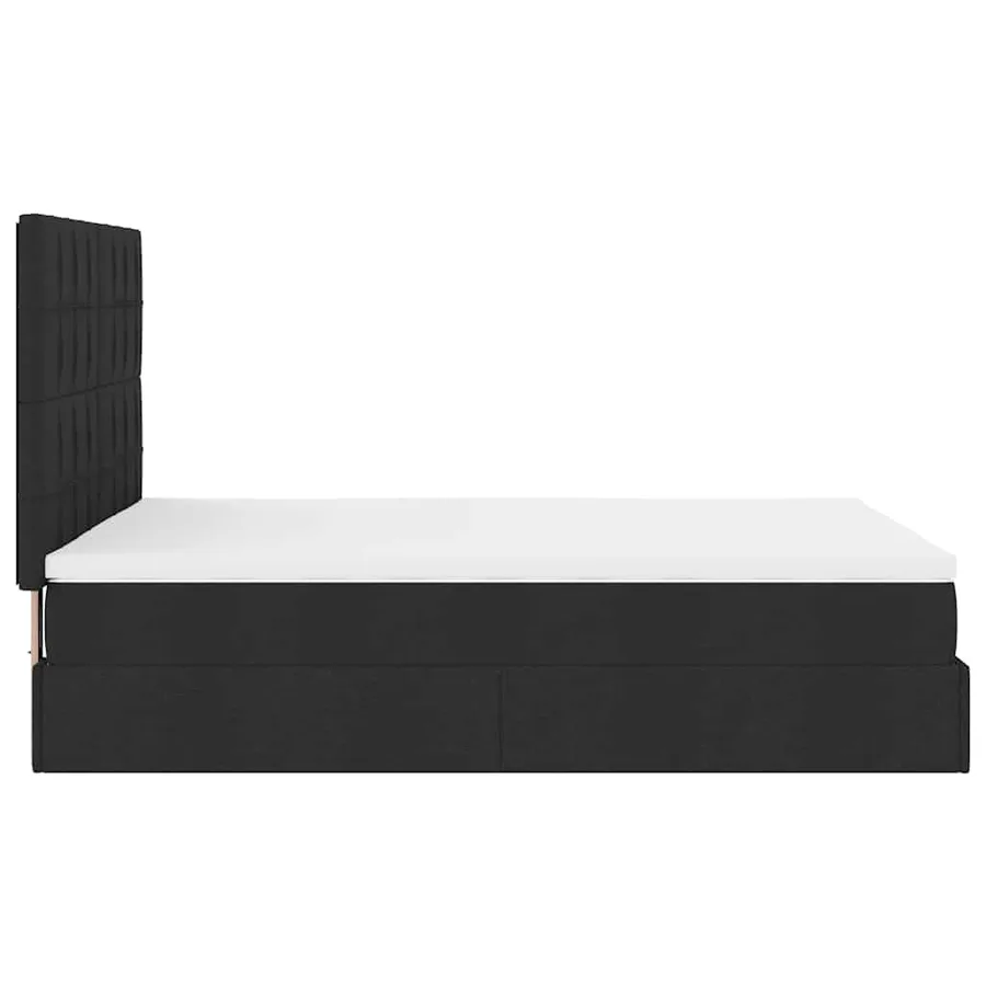 Cadre de lit ottoman avec matelas noir 140x190 cm tissu - 11