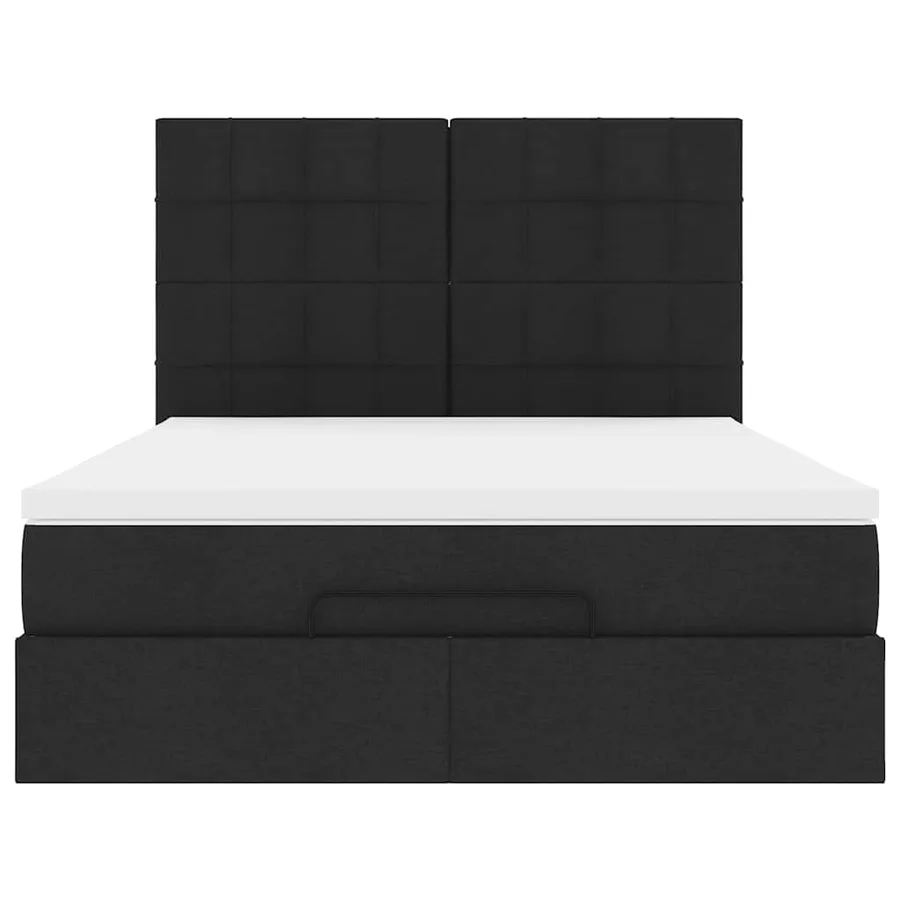 Cadre de lit ottoman avec matelas noir 140x190 cm tissu - 8