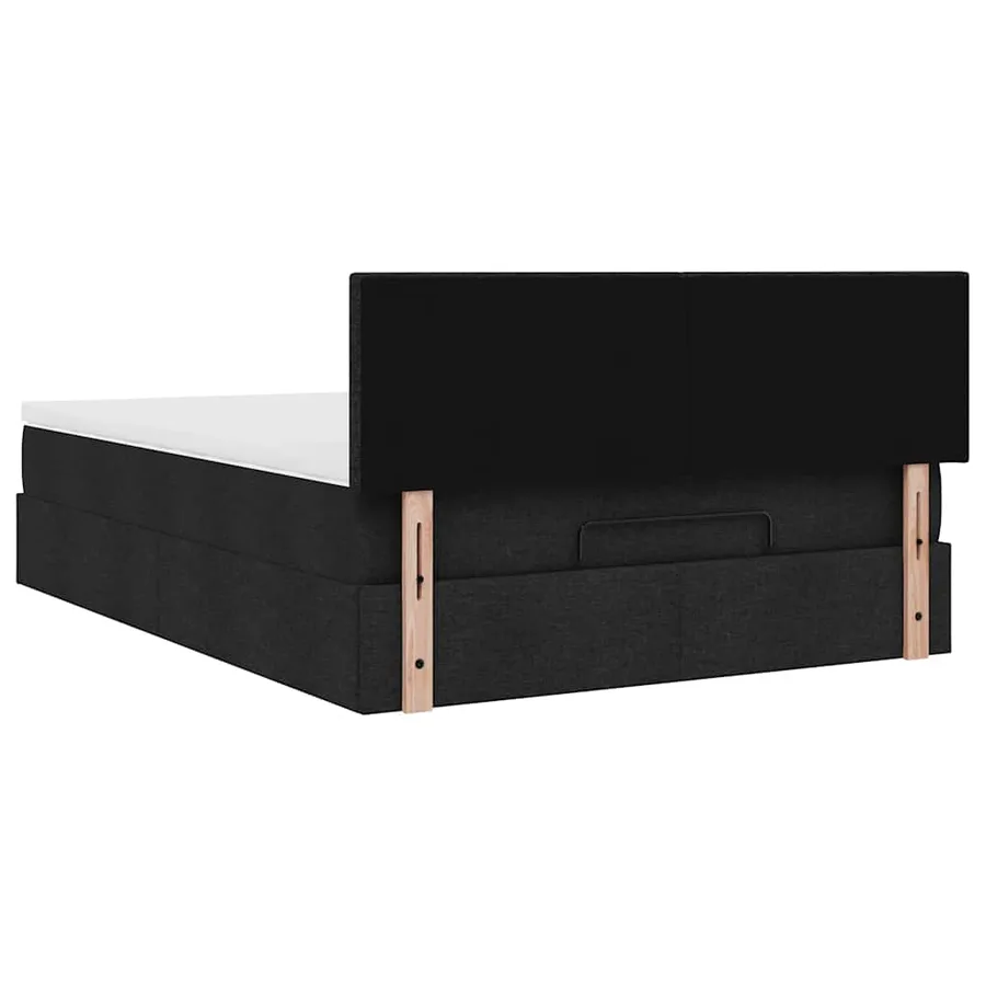Lit ottoman avec matelas noir 140x190 cm tissu - 11