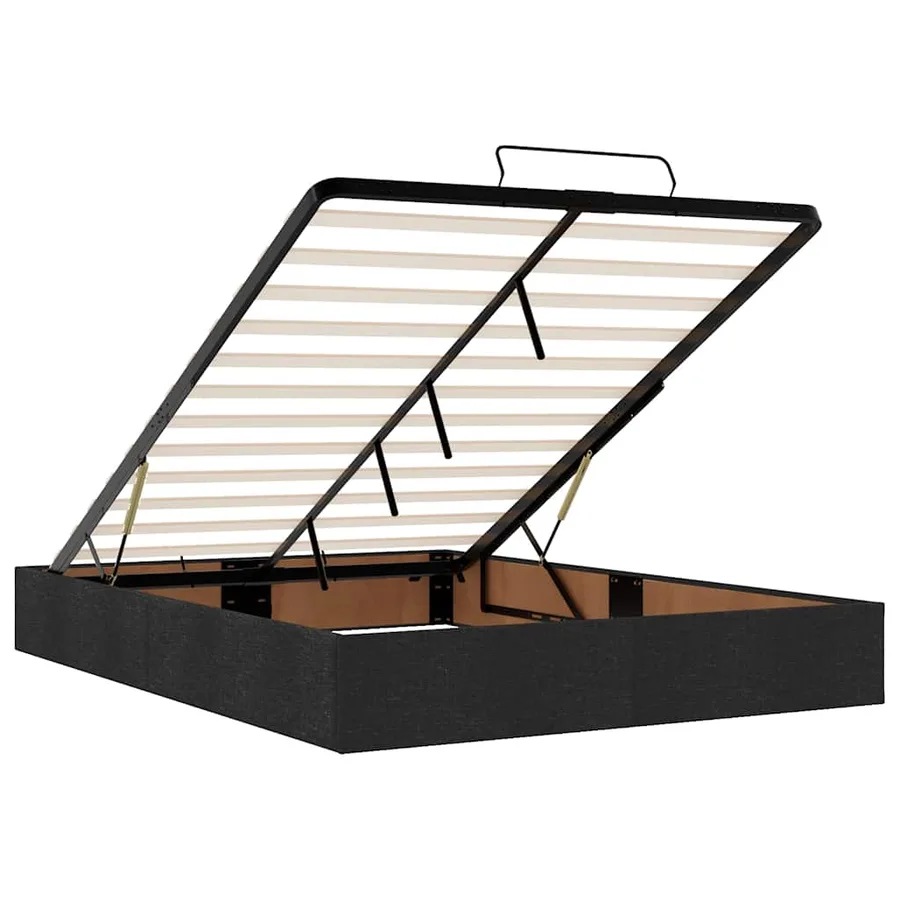 Lit ottoman avec matelas noir 140x190 cm tissu - 12