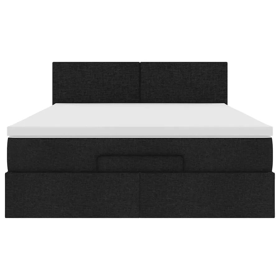 Lit ottoman avec matelas noir 140x190 cm tissu - 7