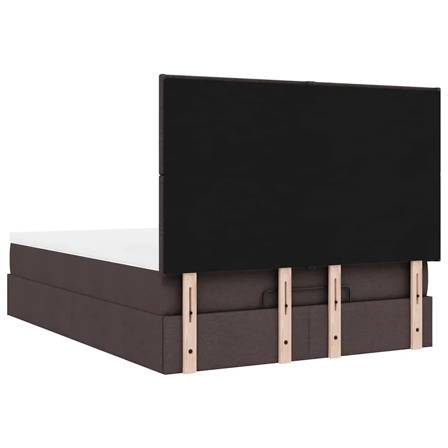Cadre de lit ottoman avec matelas marron foncé 140x190 cm tissu - 11