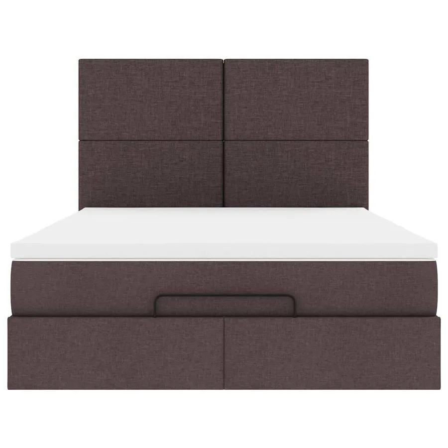 Cadre de lit ottoman avec matelas marron foncé 140x190 cm tissu - 7