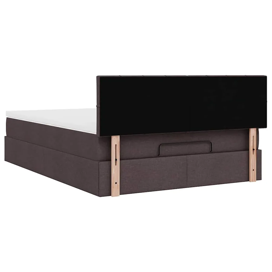 Lit ottoman avec matelas marron foncé 140x190 cm tissu - 11
