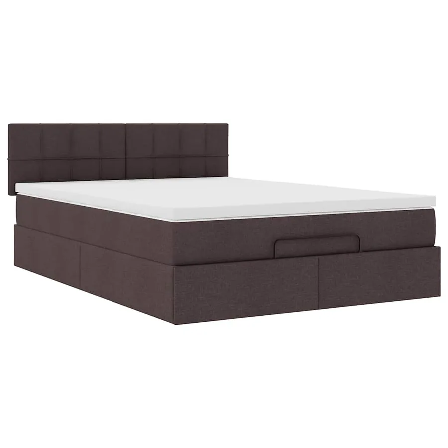 Lit ottoman avec matelas marron foncé 140x190 cm tissu - 6