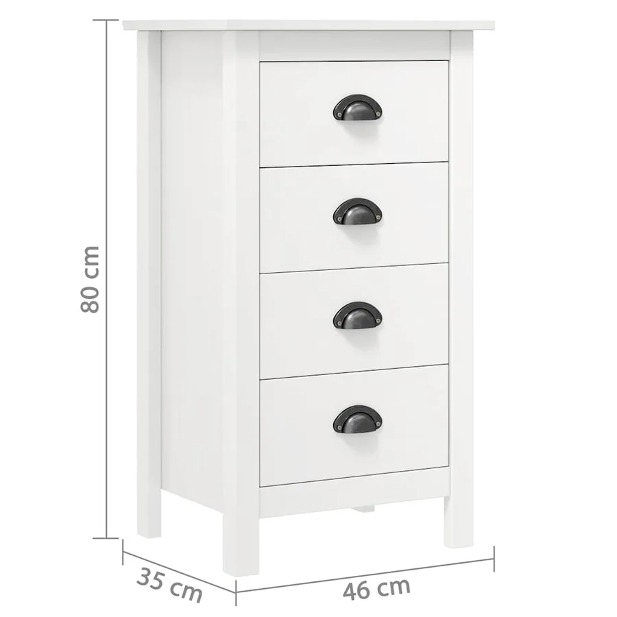 Buffet Hill Blanc 46x35x80 cm Bois de pin solide - 7