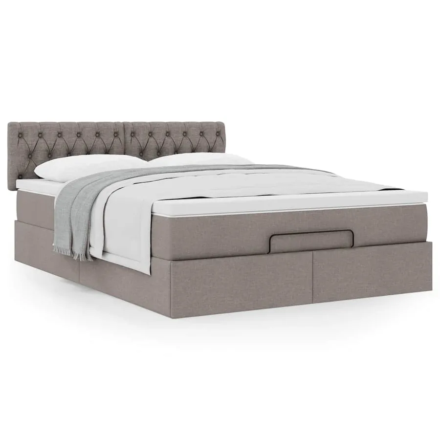 Lit ottoman avec matelas taupe 140x190 cm tissu - 4