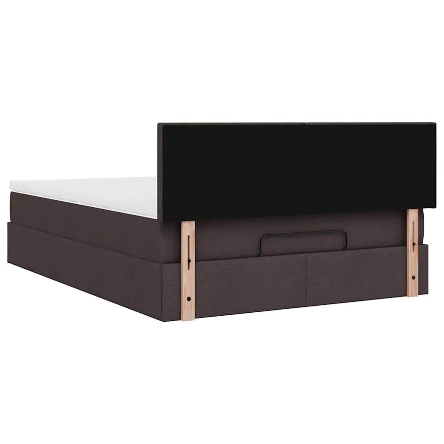 Lit ottoman avec matelas et LED marron foncé 140x190 cm tissu - 12