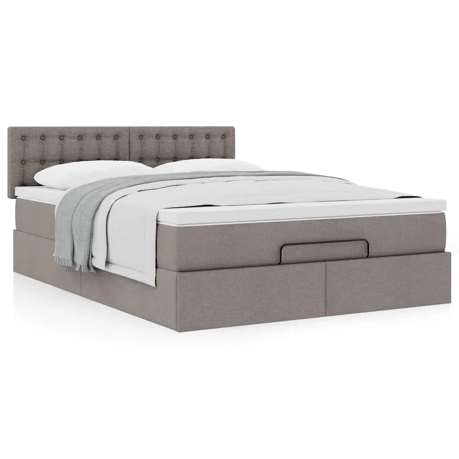 Lit ottoman avec matelas taupe 140x190 cm tissu - 4