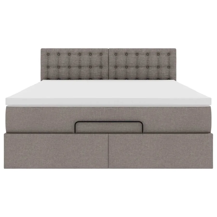Lit ottoman avec matelas taupe 140x190 cm tissu - 7