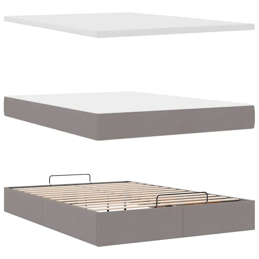 Lit ottoman avec matelas taupe 140x190 cm tissu - 8