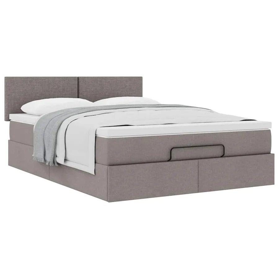 Lit ottoman avec matelas taupe 140x190 cm tissu - 4
