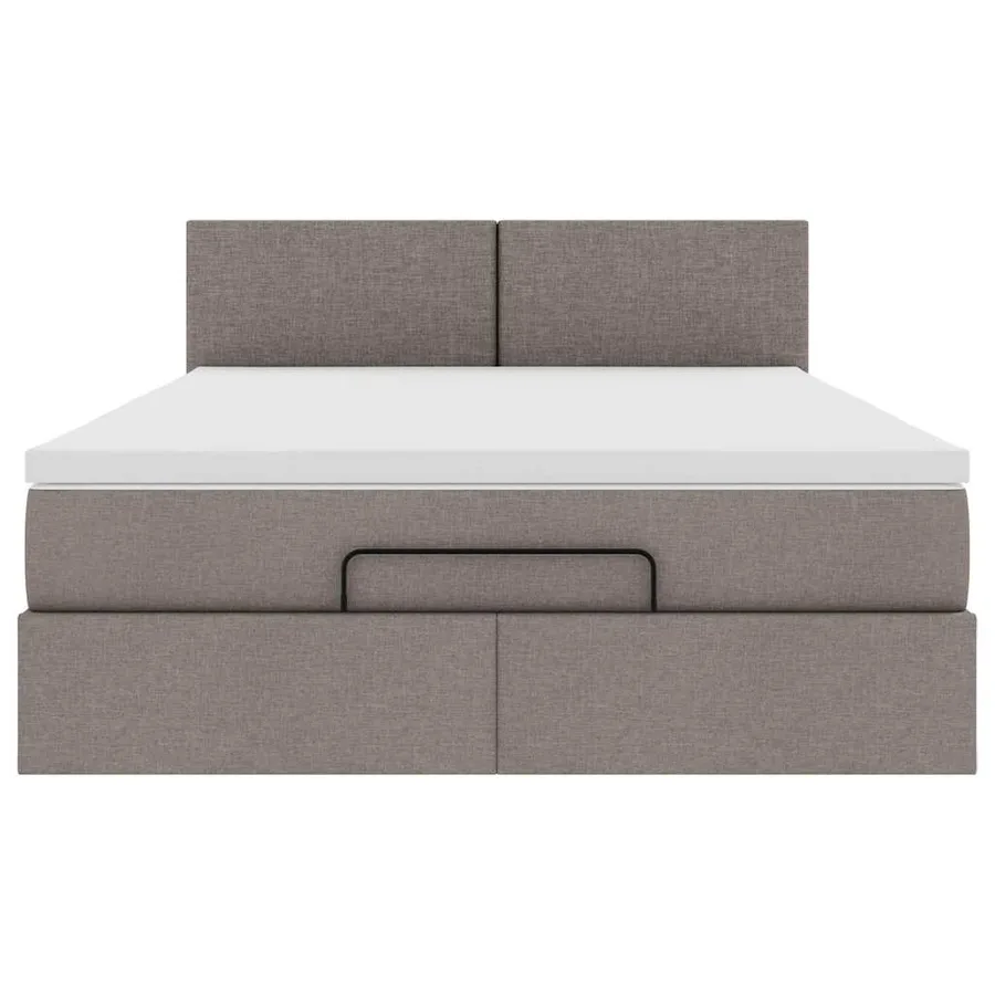 Lit ottoman avec matelas taupe 140x190 cm tissu - 6