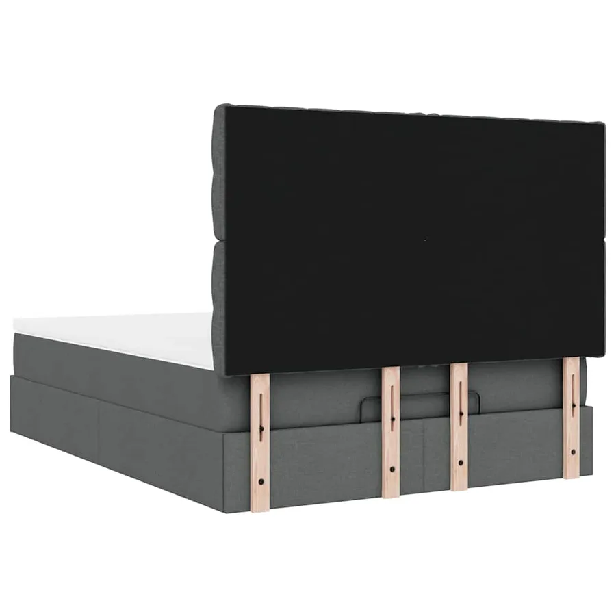 Cadre de lit ottoman avec matelas gris foncé 140x190 cm tissu - 12