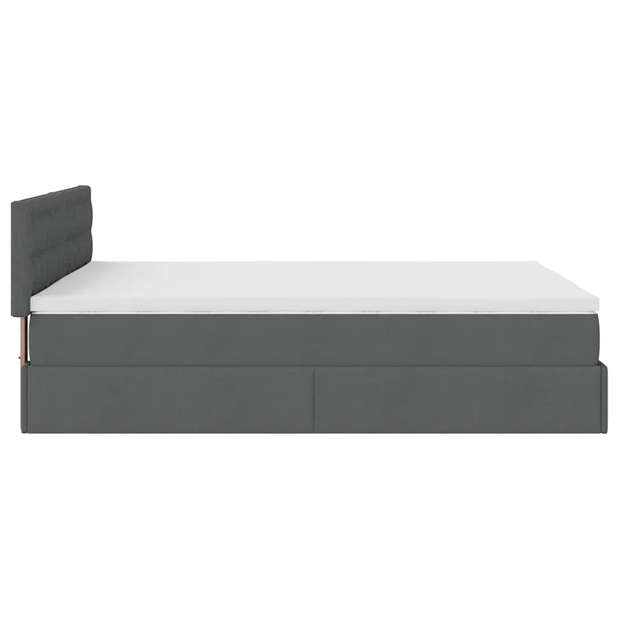 Lit ottoman avec matelas et LED gris foncé 140x190 cm tissu - 11
