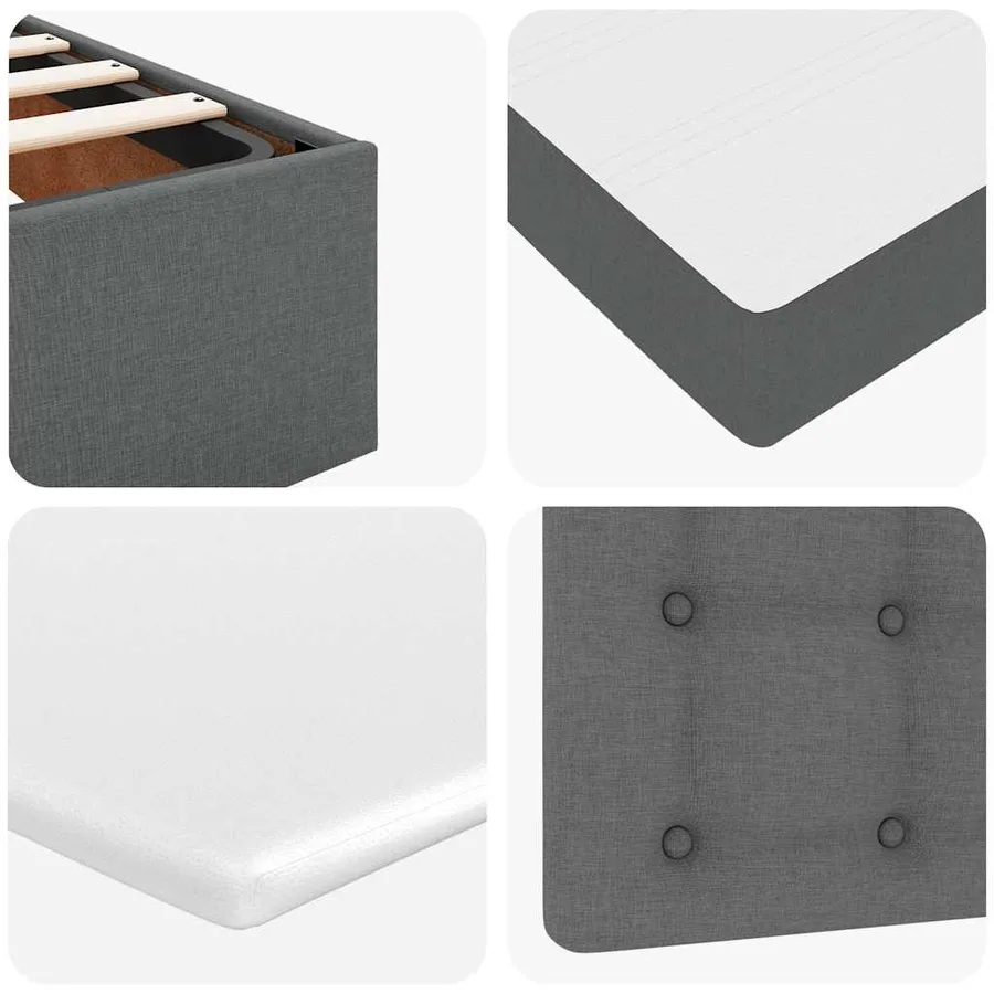 Lit ottoman avec matelas et LED gris foncé 140x190 cm tissu - 16