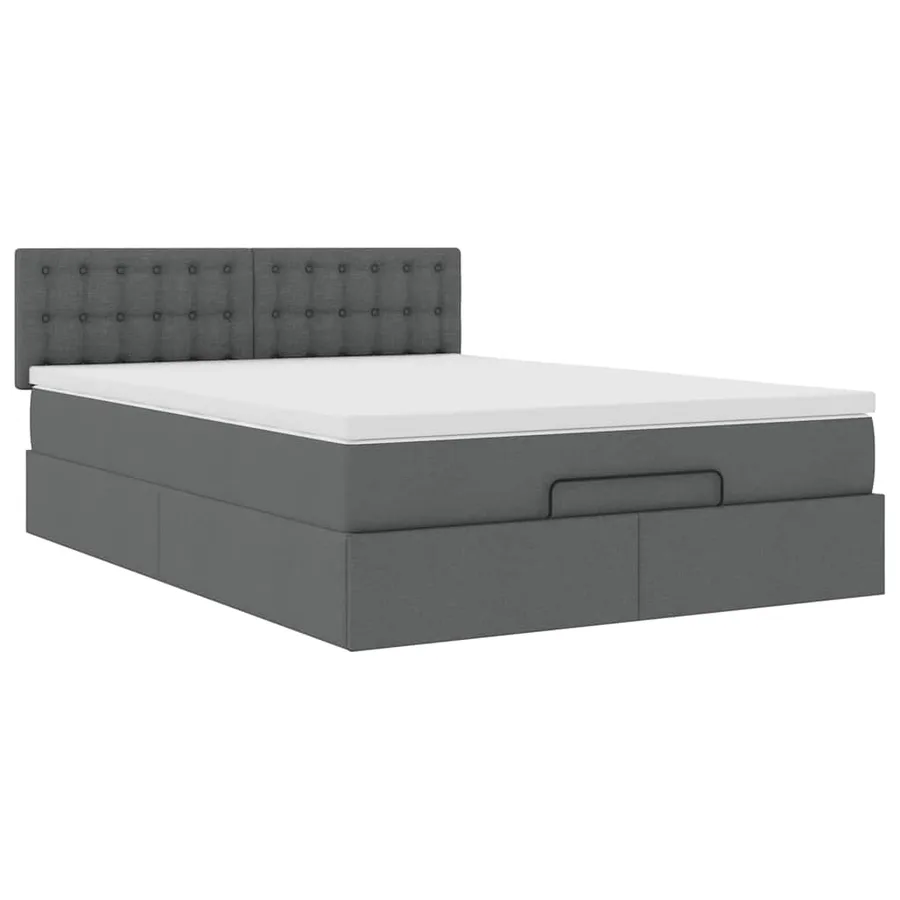 Lit ottoman avec matelas et LED gris foncé 140x190 cm tissu - 7
