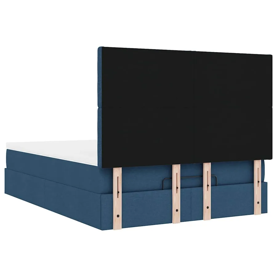 Cadre de lit ottoman avec matelas bleu 140x190 cm tissu - 11