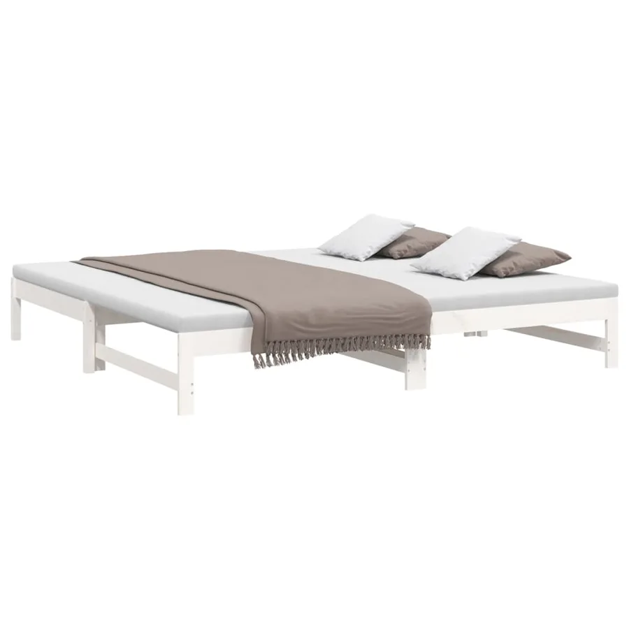 Lit coulissant sans matelas blanc 2x(100x200) cm - 3