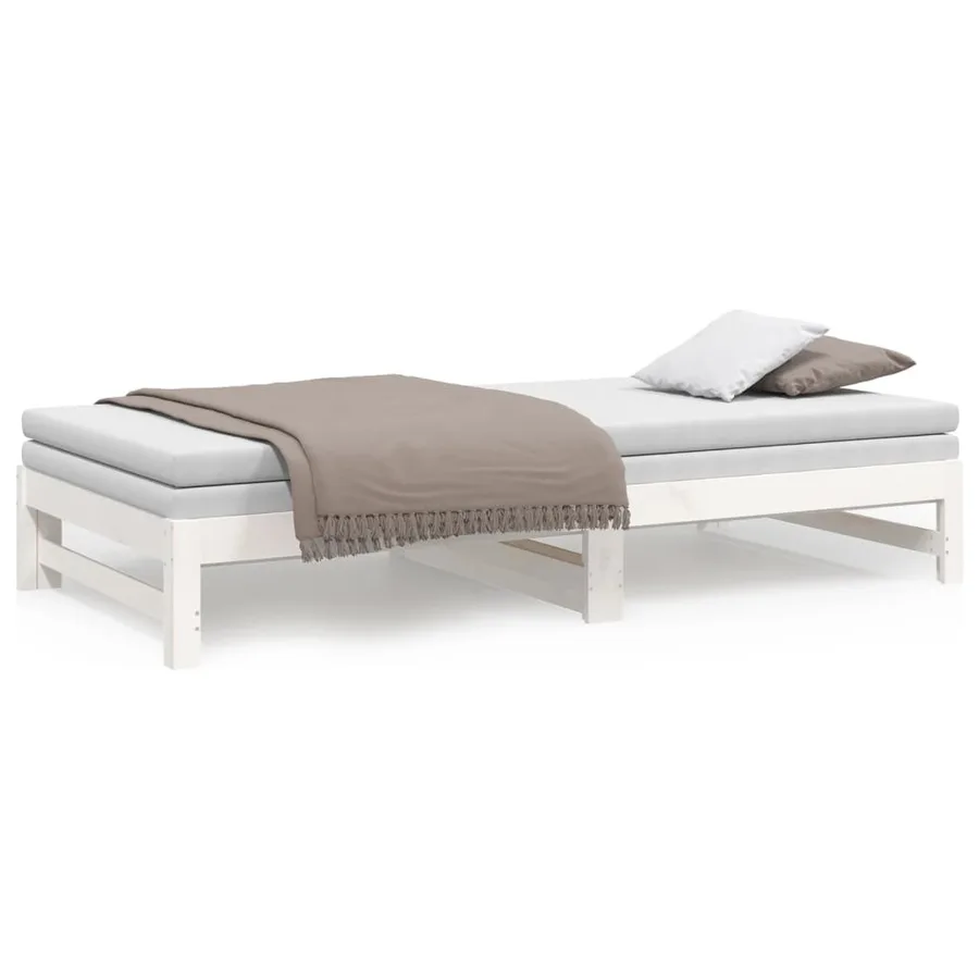 Lit coulissant sans matelas blanc 2x(100x200) cm - 5