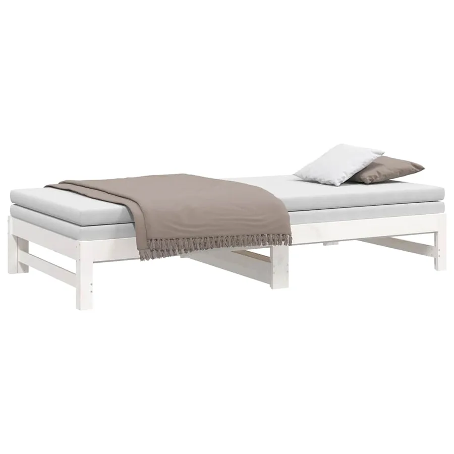 Lit coulissant sans matelas blanc 2x(100x200) cm - 6