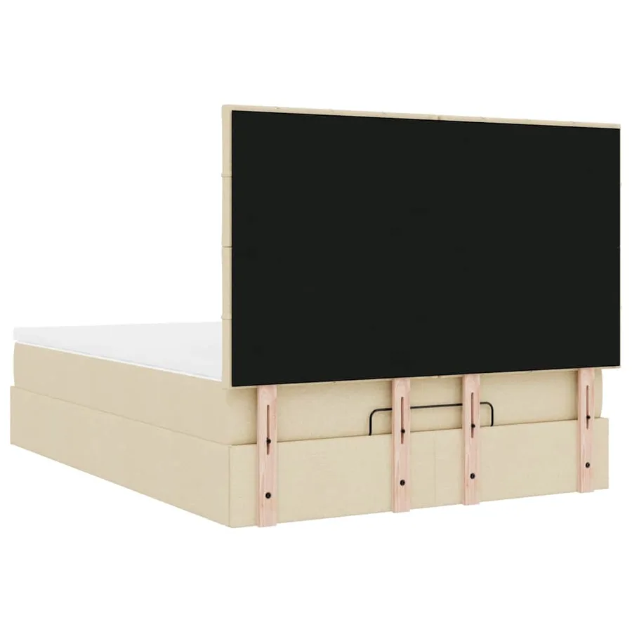 Cadre de lit ottoman avec matelas crème 140x190 cm tissu - 11
