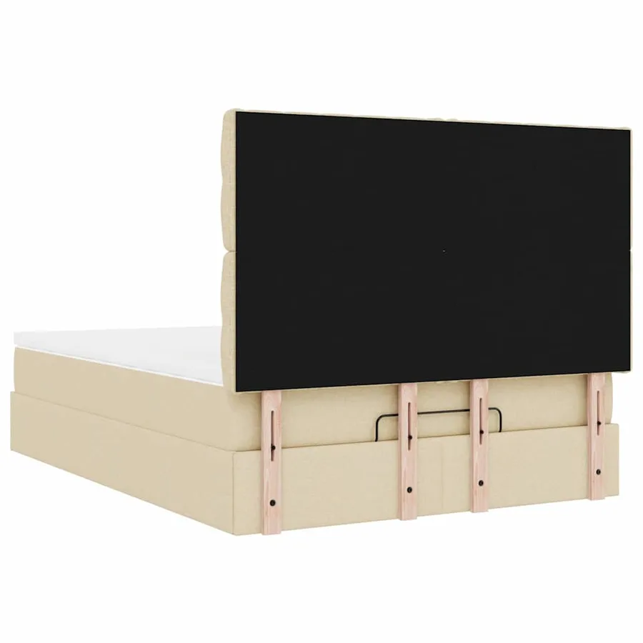 Cadre de lit ottoman avec matelas crème 140x190 cm tissu - 11