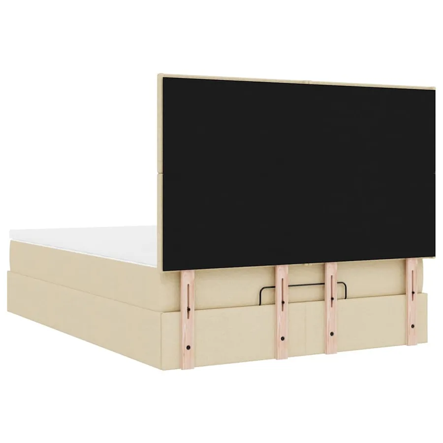 Cadre de lit ottoman avec matelas crème 140x190 cm tissu - 12