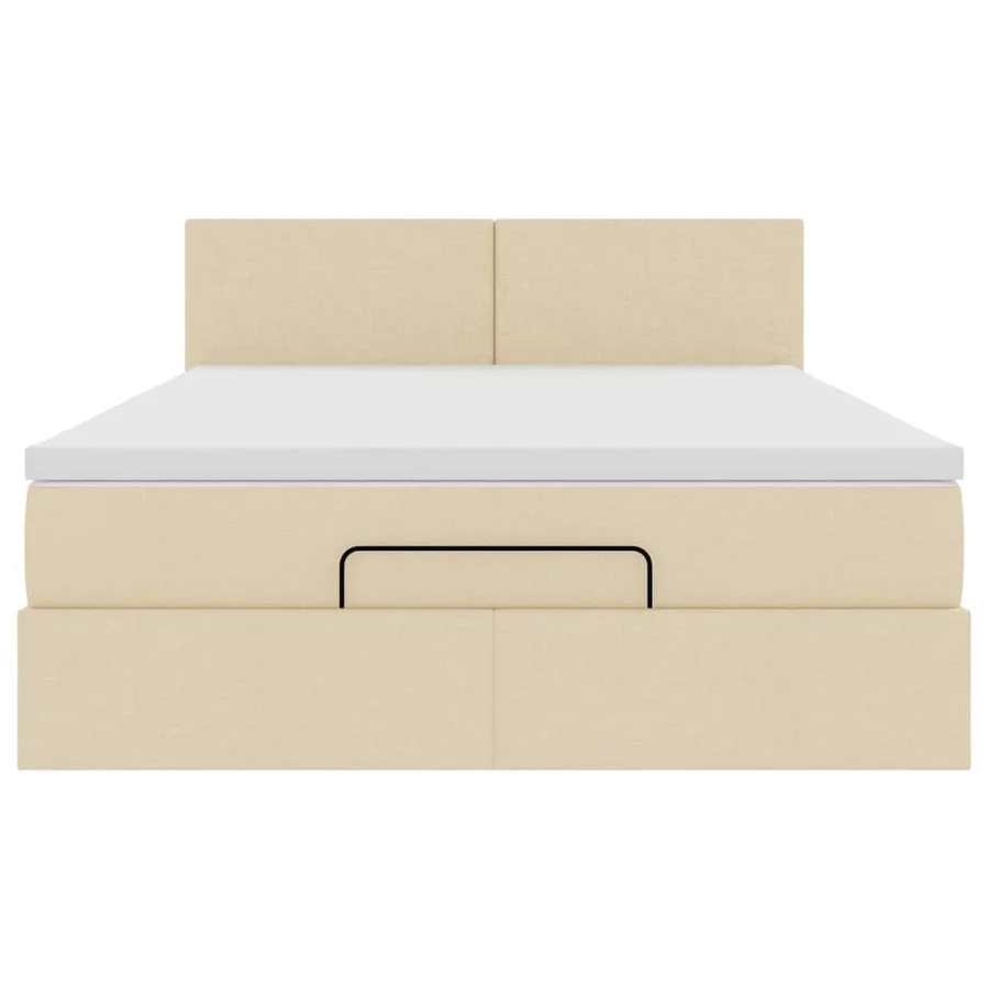 Lit ottoman avec matelas et LED crème 140x190 cm tissu - 8