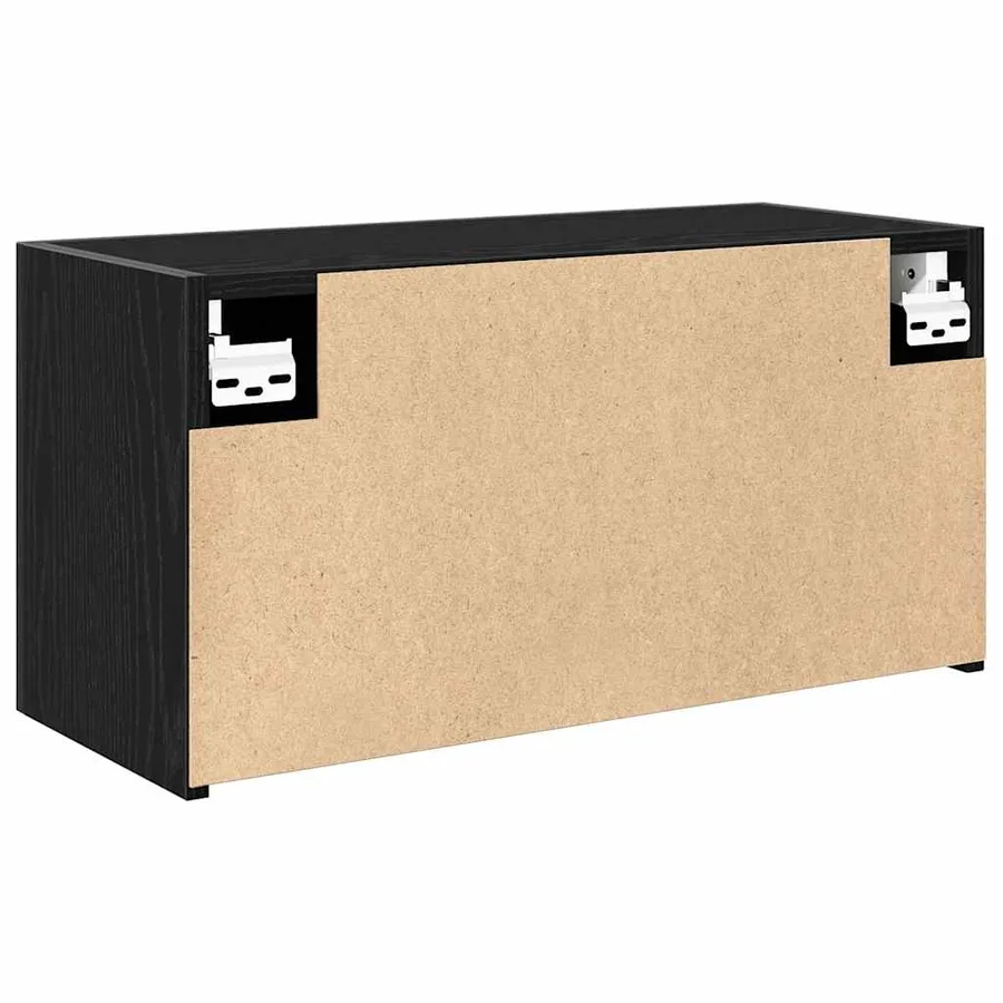 Armoire murale de bain noir 60x25x30 cm bois d'ingénierie - 8