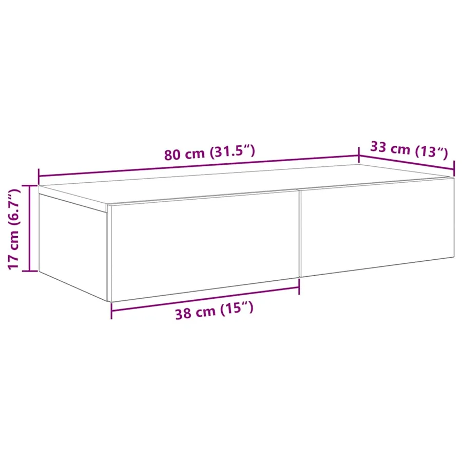 Étagère murale avec tiroirs blanc 80x33x17 cm bois d'ingénierie - 11